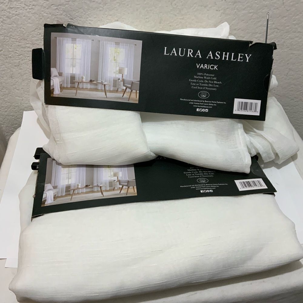 Set of 2 Laura Ashley varick Pole Top Window Curtains Two 38 x 96” Panels New